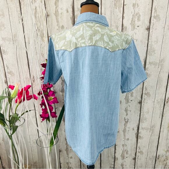 Free People x Sandrine Rose - NWT Western Short Sleeve Denim Shirt - Picture 8 of 12